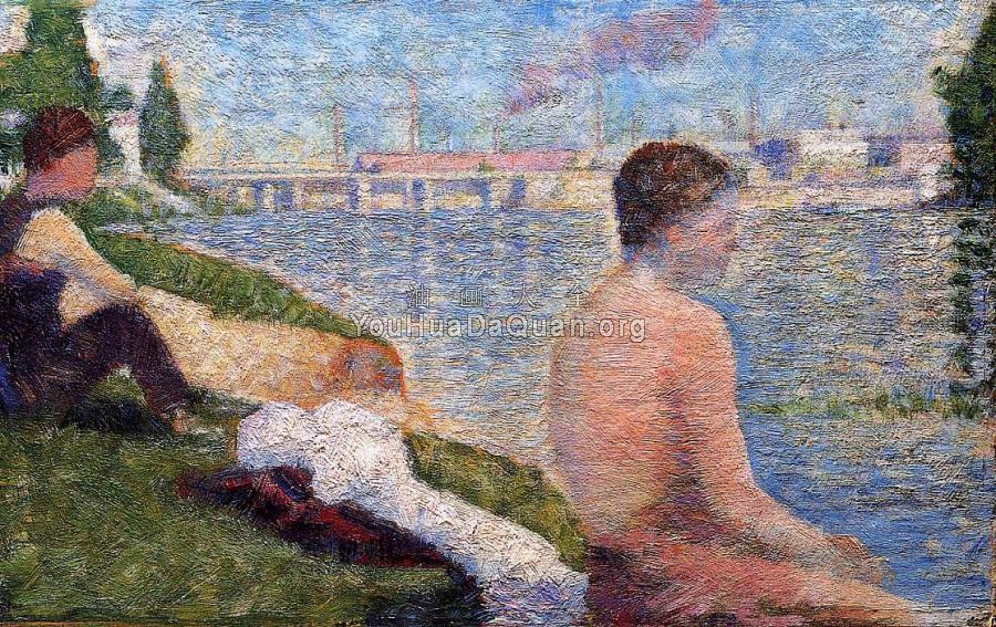 Bathing at Asnieres, Seated Bather - 乔治·修拉